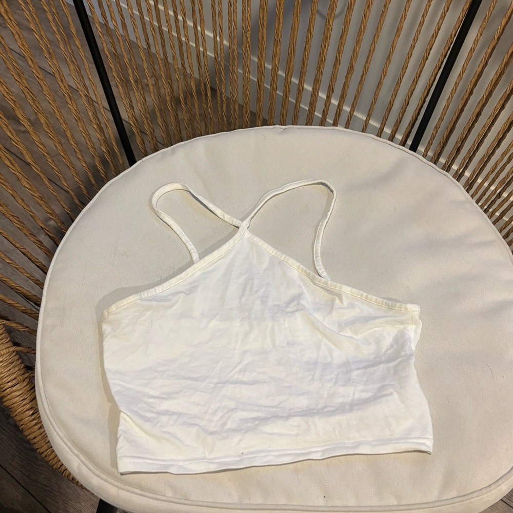 White halter crop top